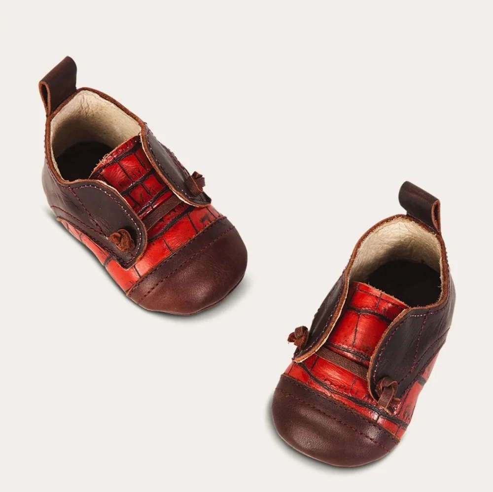 Freebird Baby Mabel Wine Multi Handmade Leather Crocodile #89